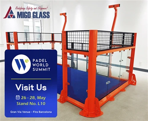 MIGO GLASS för att visa upp projektet-Ready Padel Court Solutions på Padel Wo...